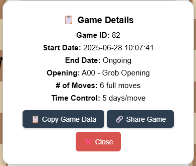 Fortress Chess Game Details Showing ECO